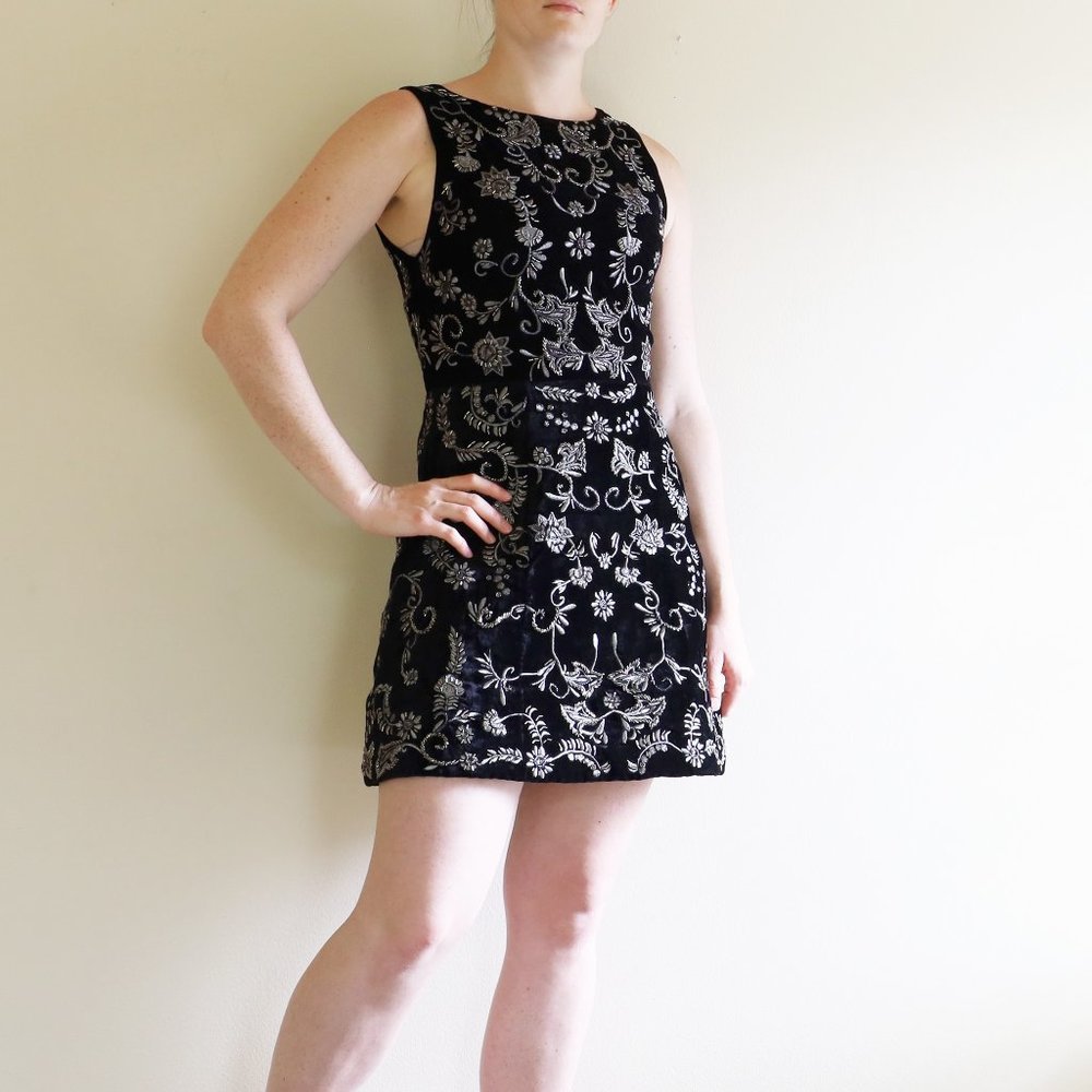 Alice and Olivia Black Velvet Lindsey Pouf Dress